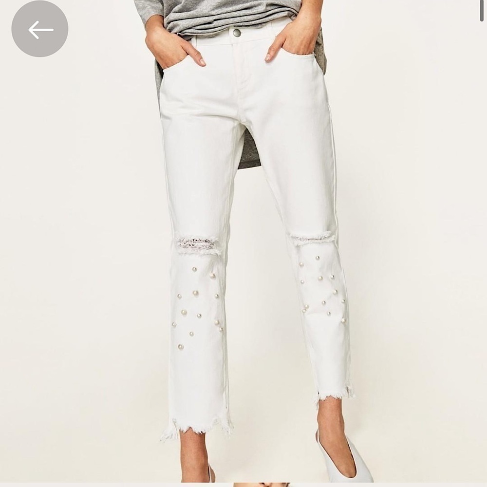 Zara White Pearl Jeans sz. 2